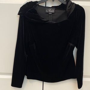 Black velvet long sleeve women’s blouse